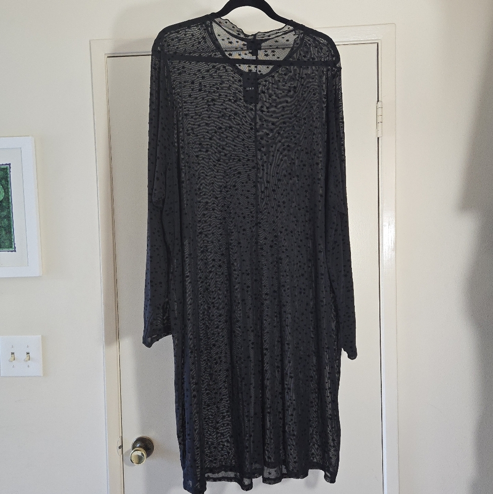 Torrid Black Starry Print Long Sleeve Mesh Dress Size 5X